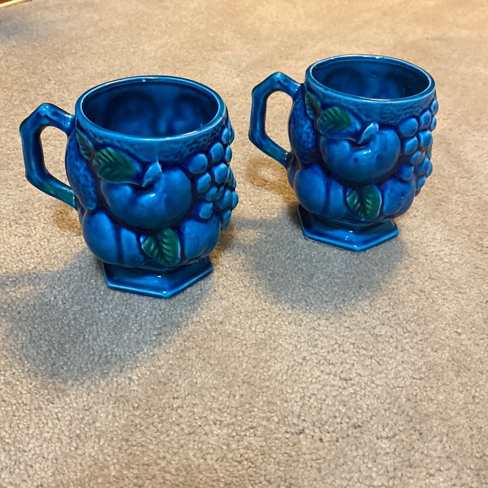 Inarco vintage indigo blue mugs